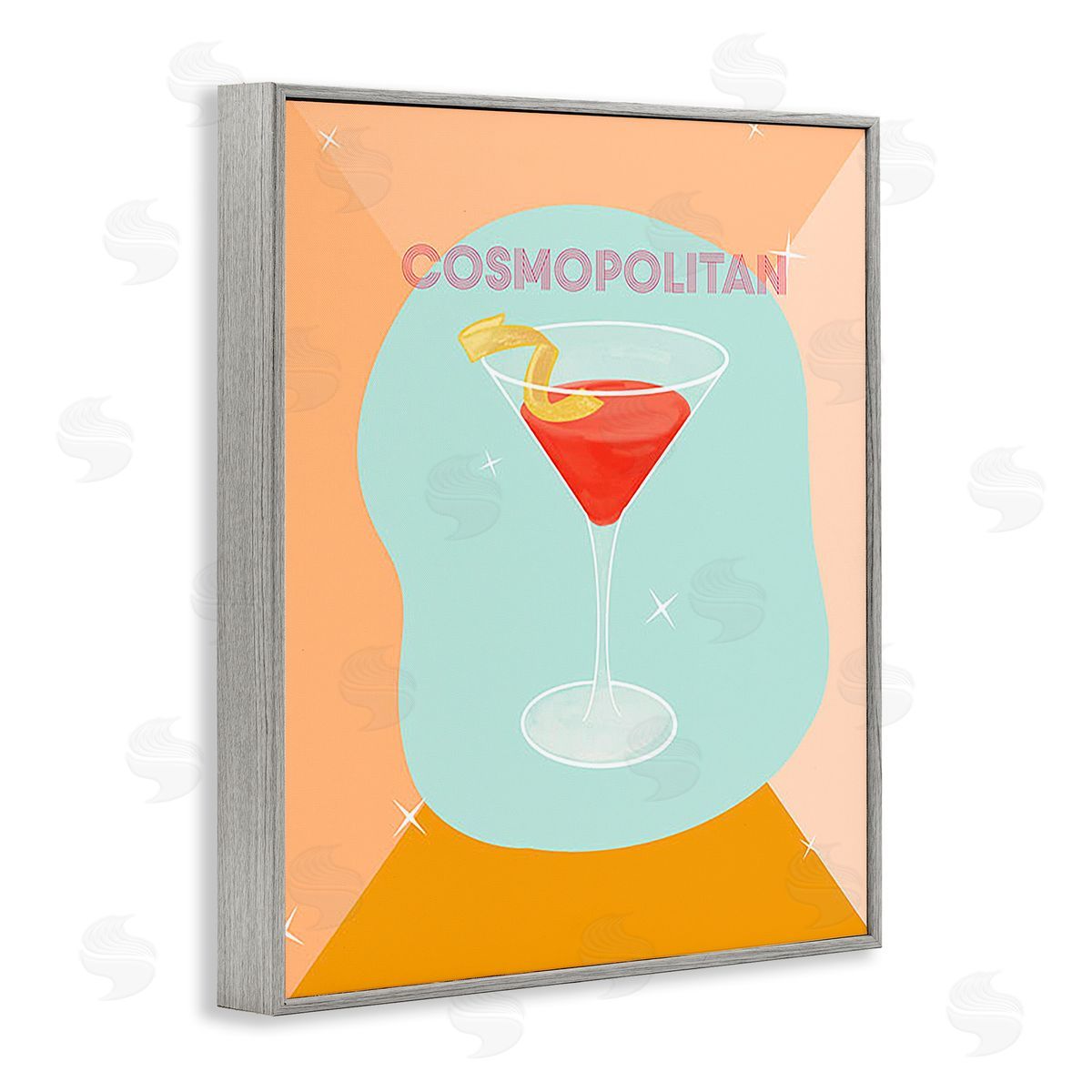 Ashley Singleton Modern Cosmopolitan Drink Gray Framed Giclee Wall Art Print
