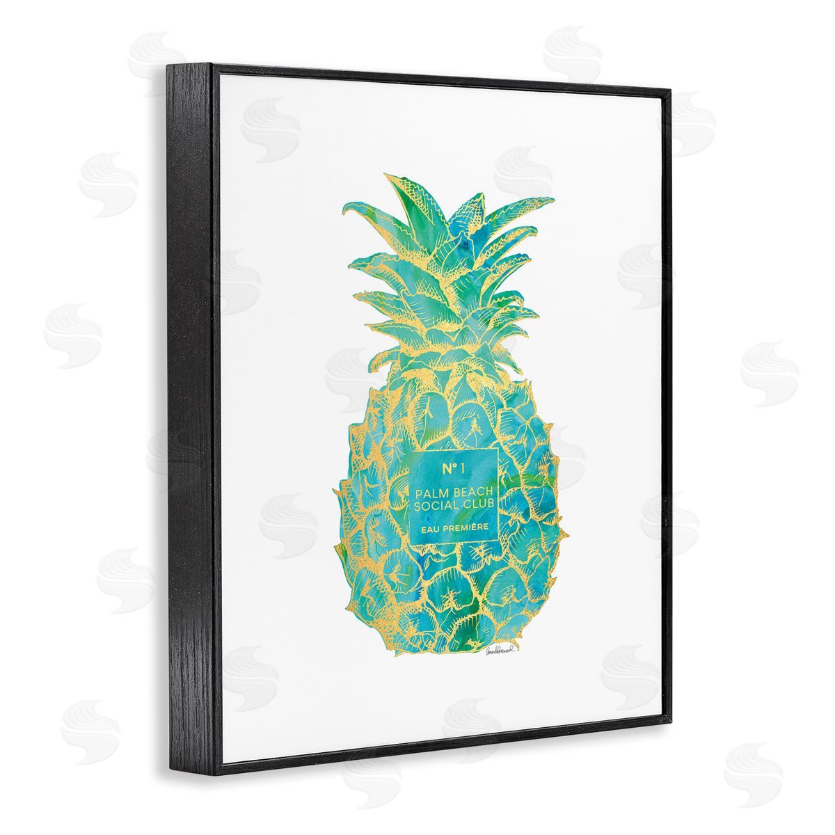 Amanda Greenwood Glam Detailed Pineapple Black Framed Giclee Wall Art Print