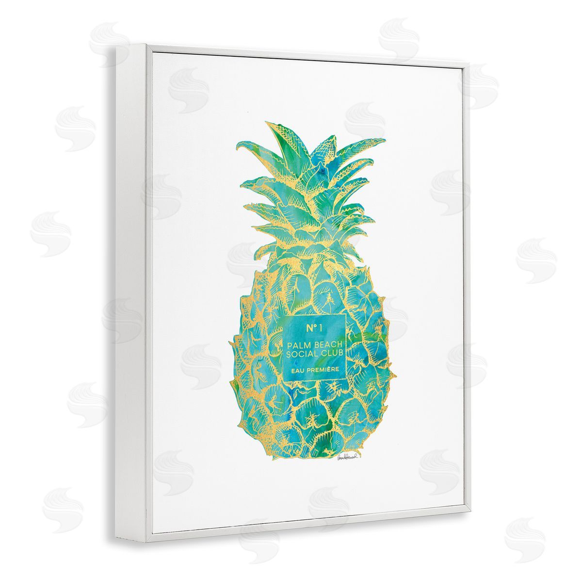 Amanda Greenwood Glam Detailed Pineapple White Framed Giclee Wall Art Print