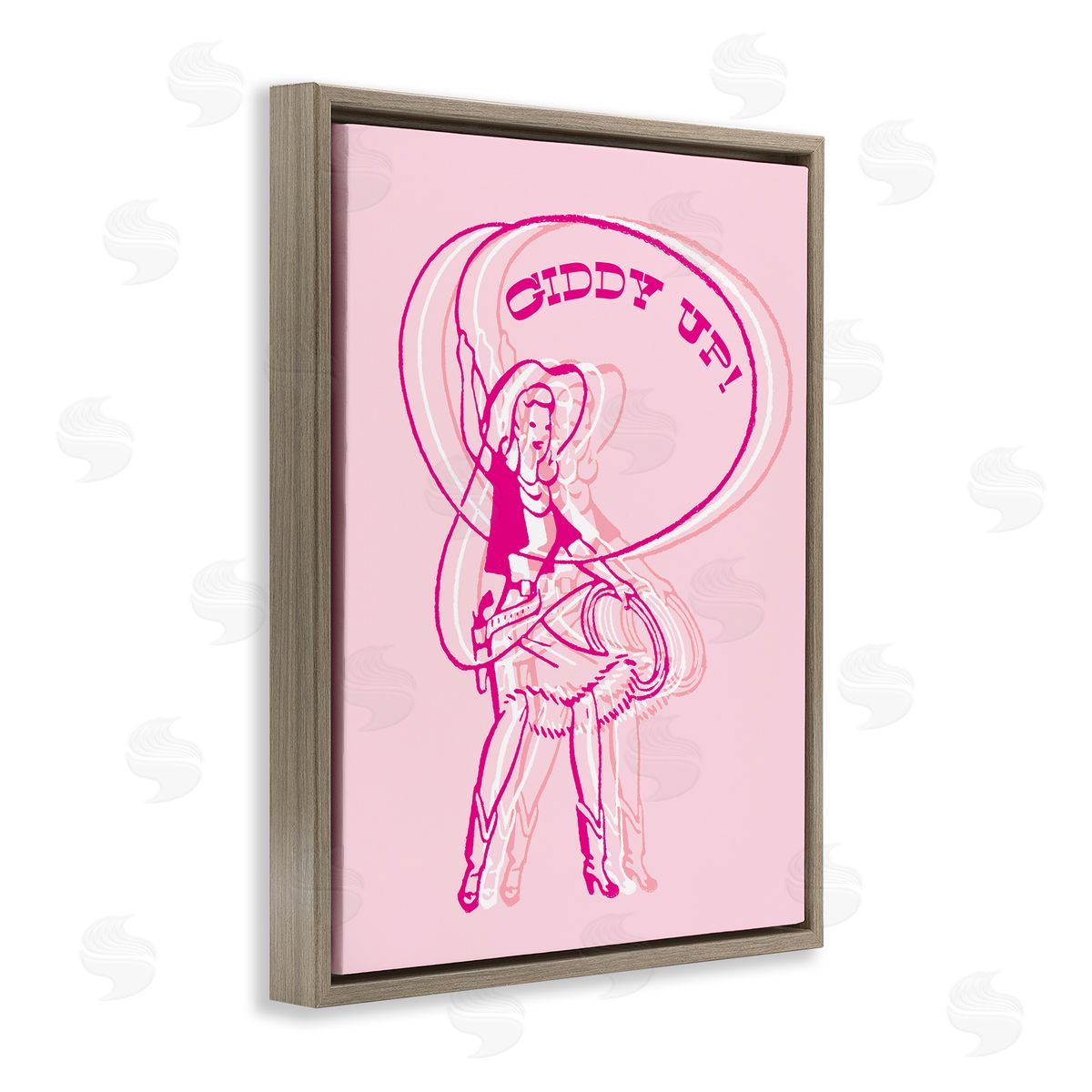 Stupell Studio Giddy Up Rodeo Girl Brown Floating Frame Canvas Wall Art Print