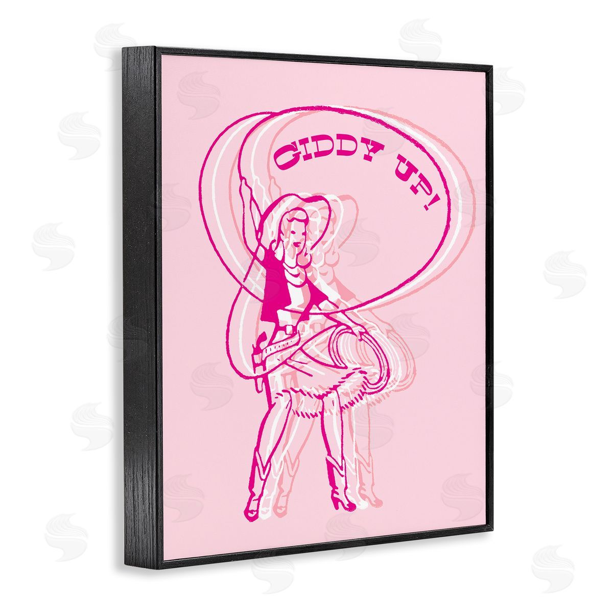 Stupell Studio Giddy Up Rodeo Girl Black Framed Giclee Wall Art Print
