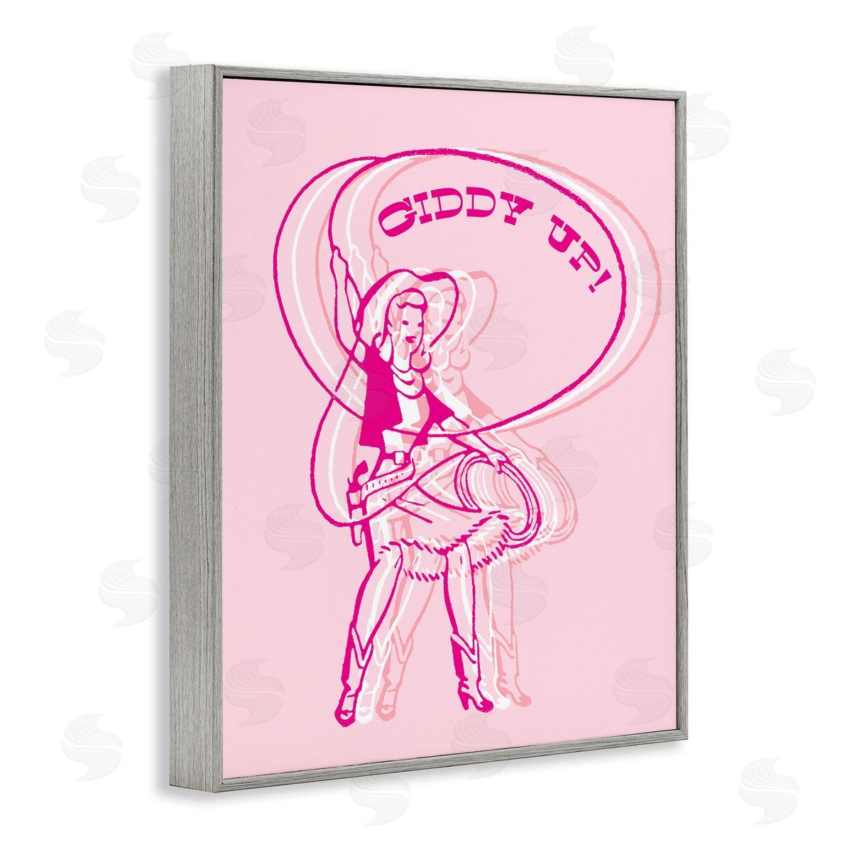 Stupell Studio Giddy Up Rodeo Girl Gray Framed Giclee Wall Art Print