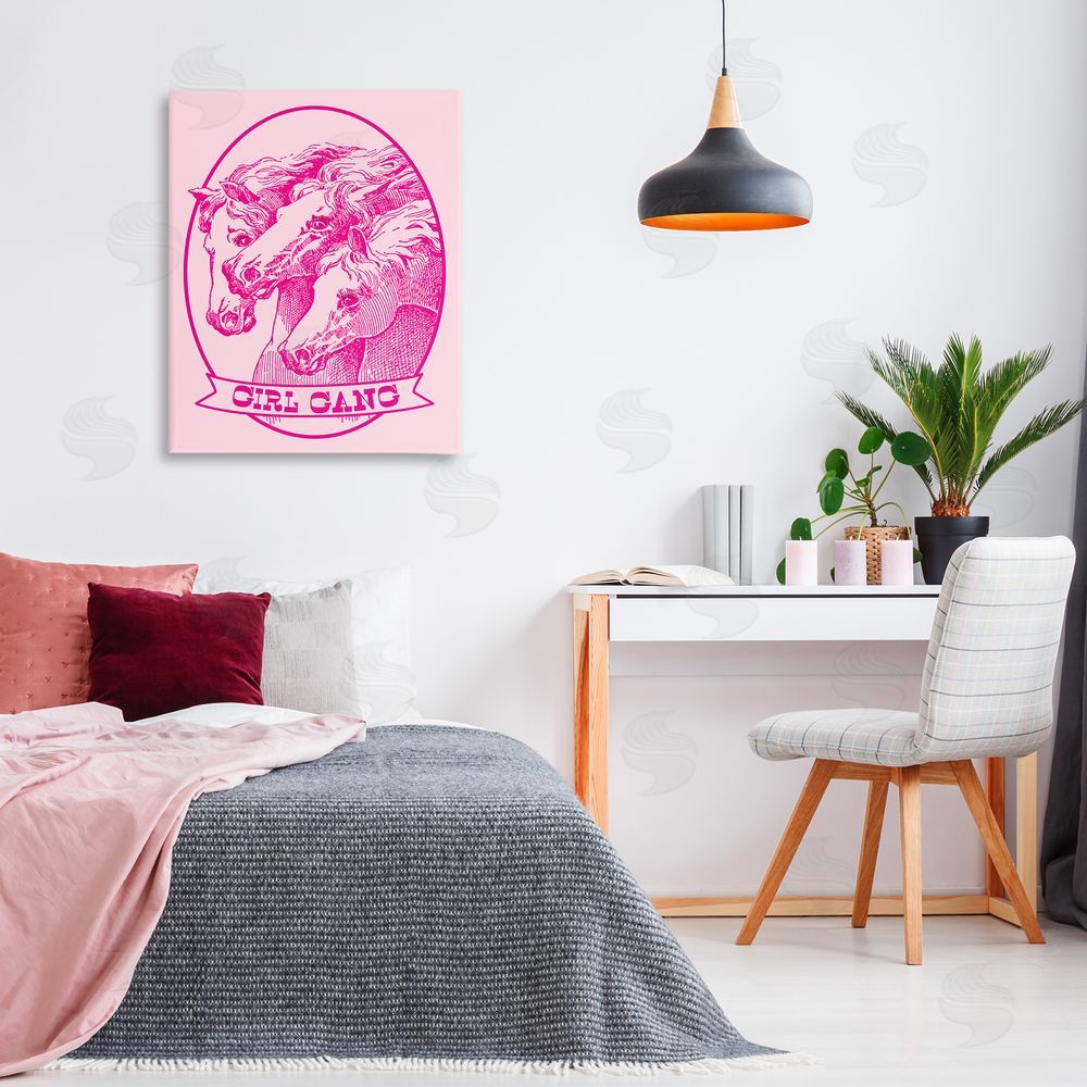 Stupell Studio Girl Gang Horses Canvas Wall Art Print in Room