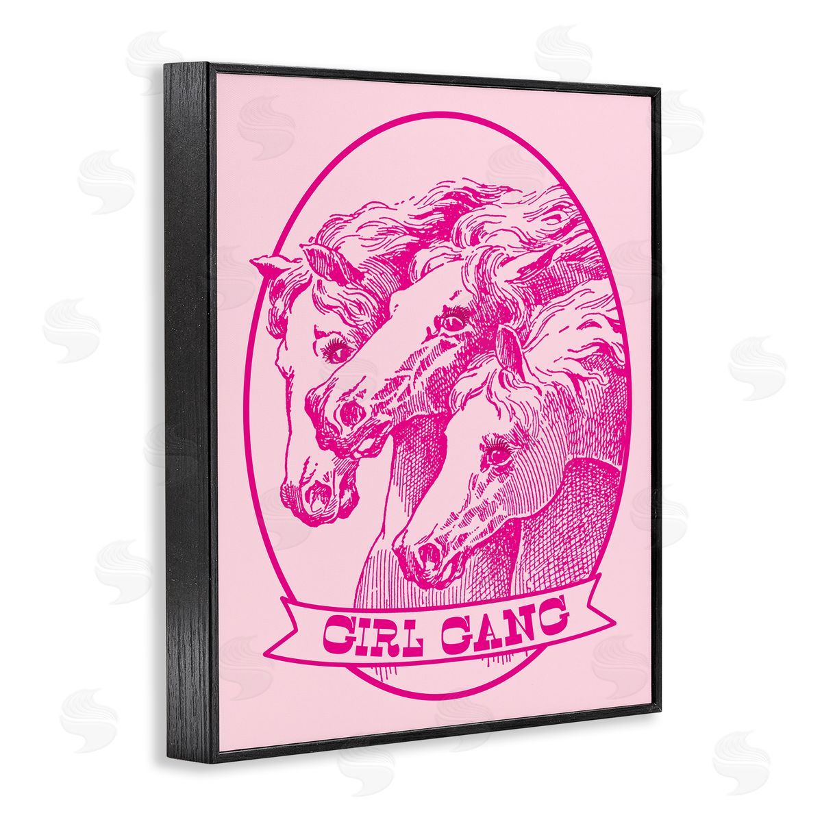 Stupell Studio Girl Gang Horses Black Framed Giclee Wall Art Print