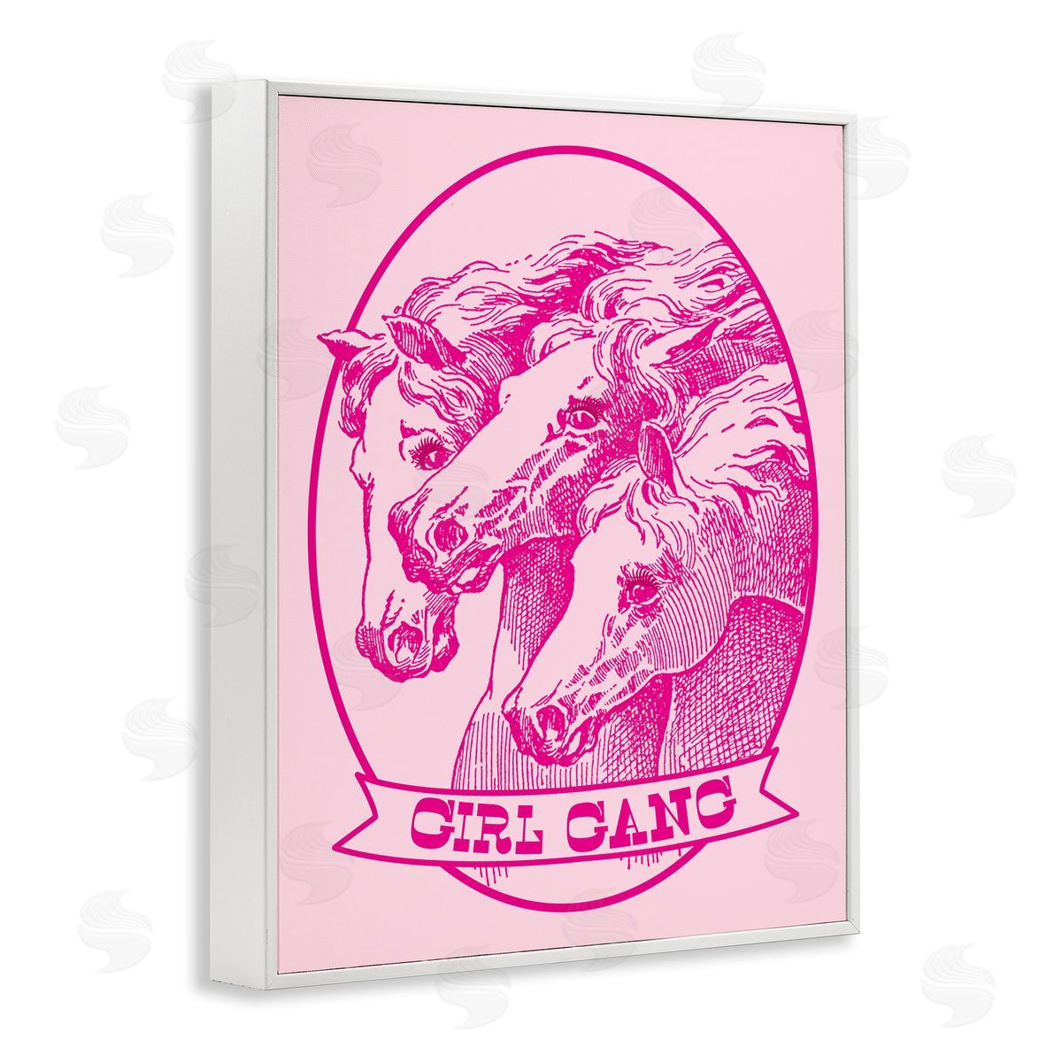Stupell Studio Girl Gang Horses White Framed Giclee Wall Art Print