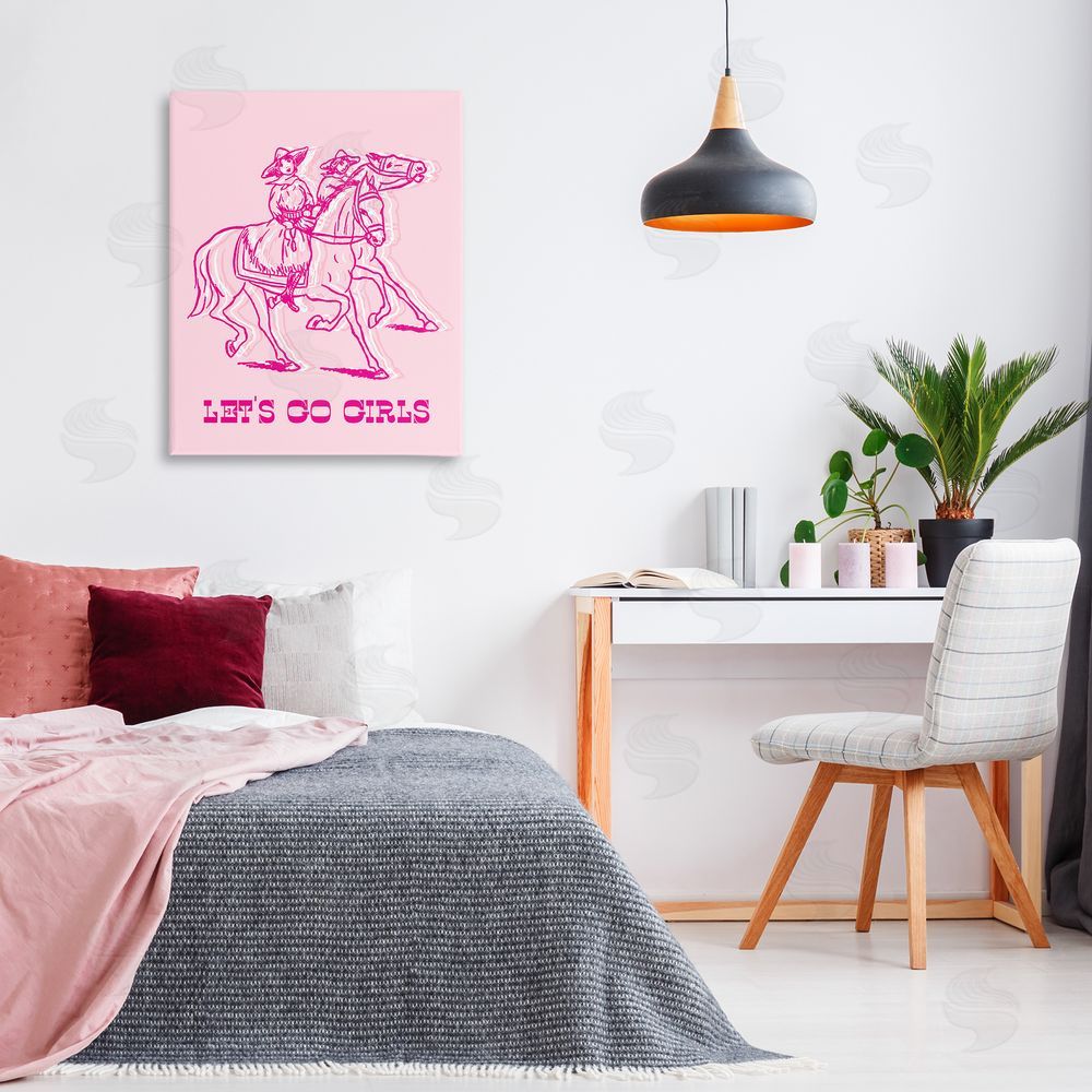 Stupell Studio Let's Go Girls Outline Canvas Wall Art Print in Room