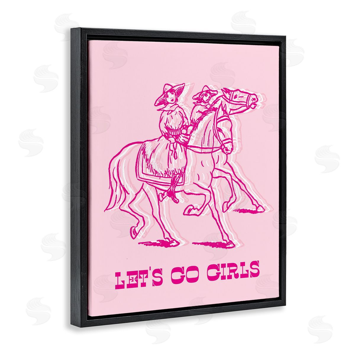 Stupell Studio Let's Go Girls Outline Black Floating Frame Canvas Wall Art Print