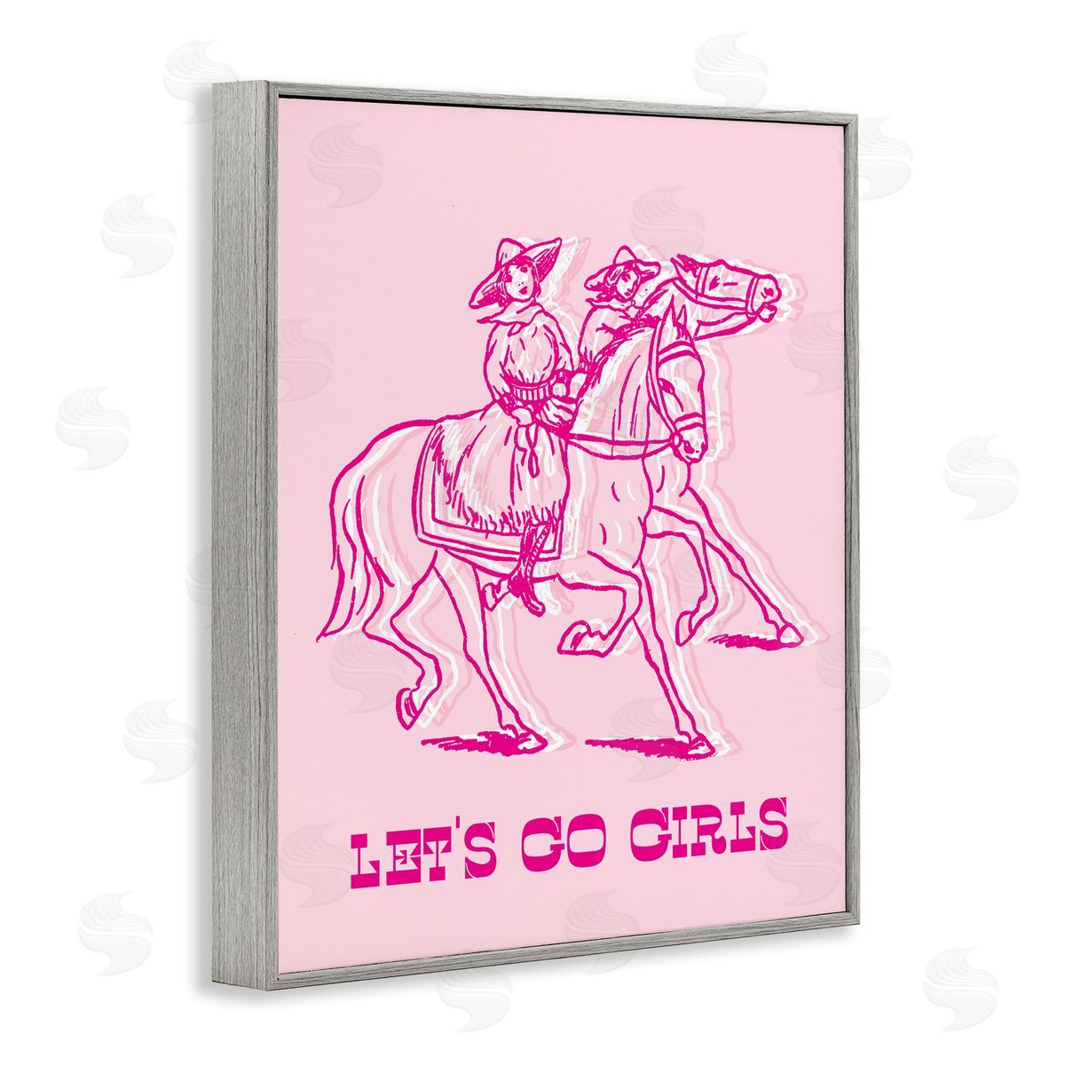 Stupell Studio Let's Go Girls Outline Gray Framed Giclee Wall Art Print