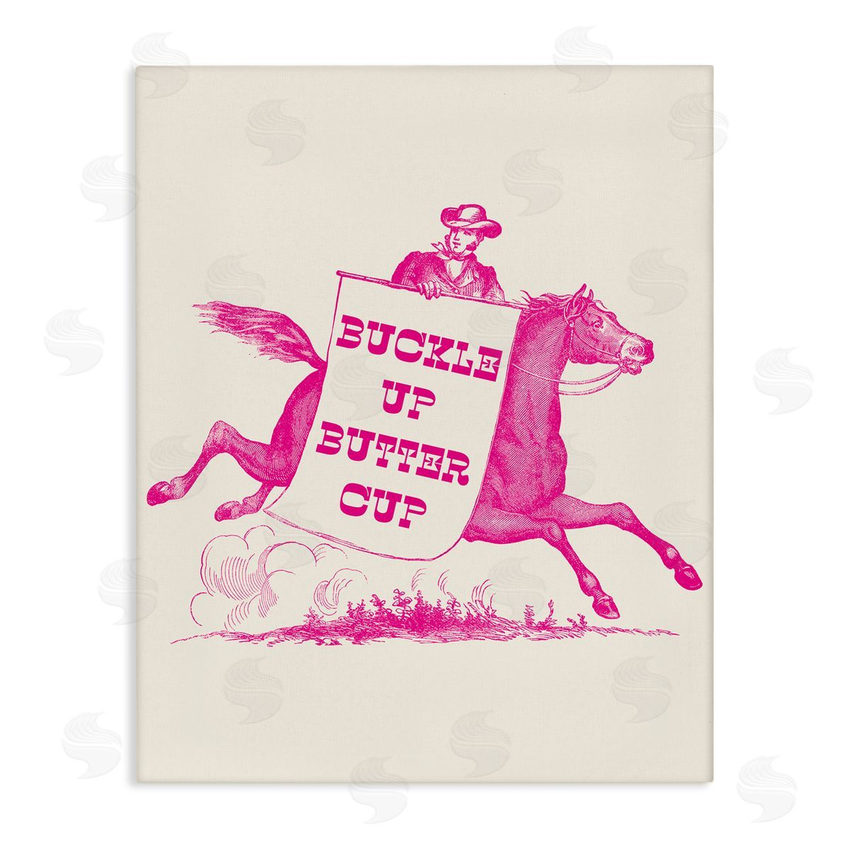 Stupell Studio Buckle Up Buttercup Cowboy Canvas Wall Art Print