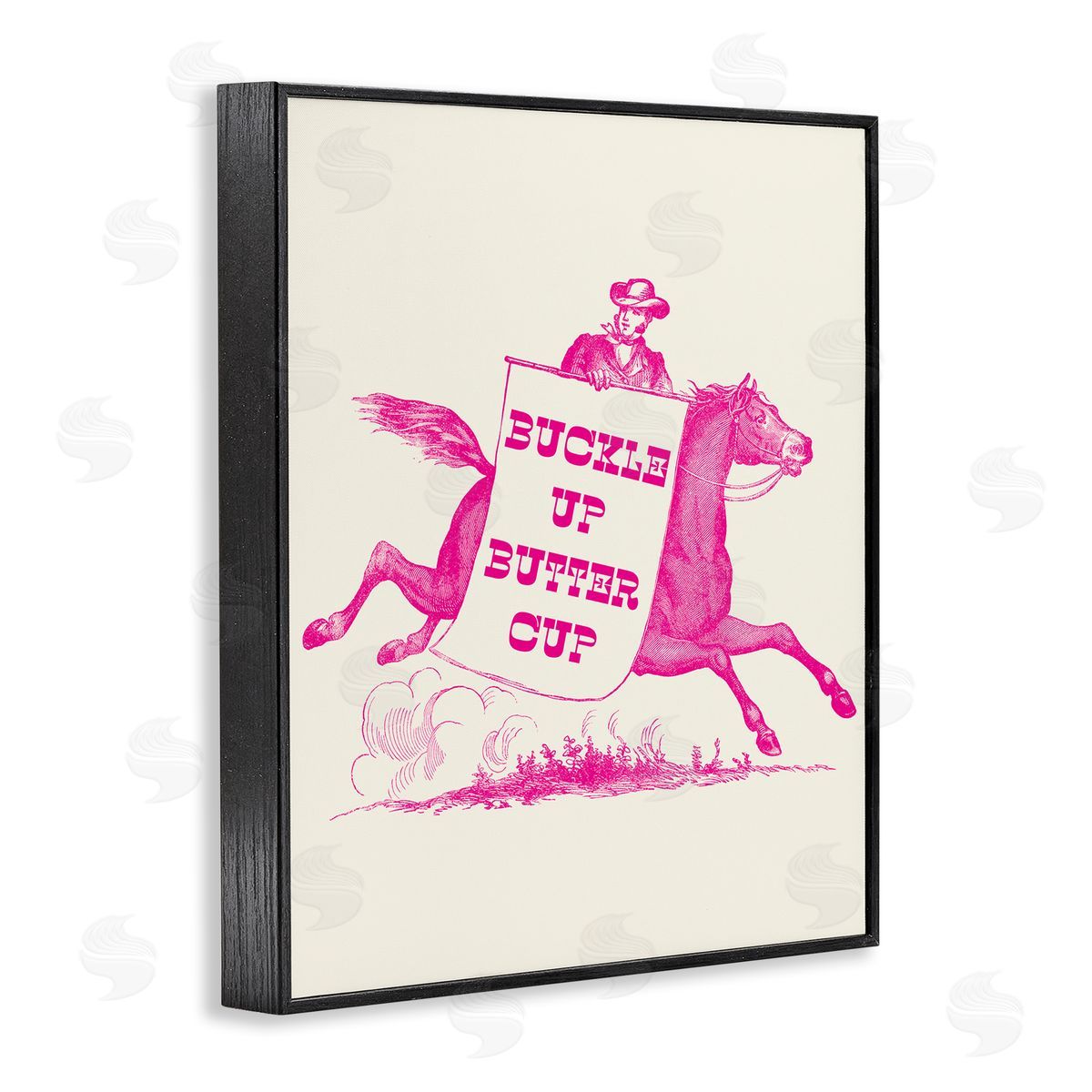 Stupell Studio Buckle Up Buttercup Cowboy Black Framed Giclee Wall Art Print