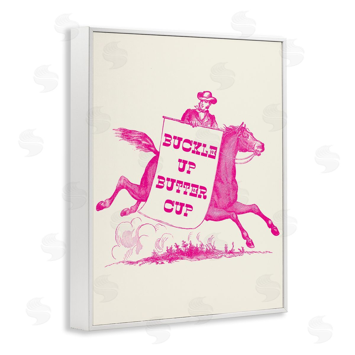 Stupell Studio Buckle Up Buttercup Cowboy White Framed Giclee Wall Art Print