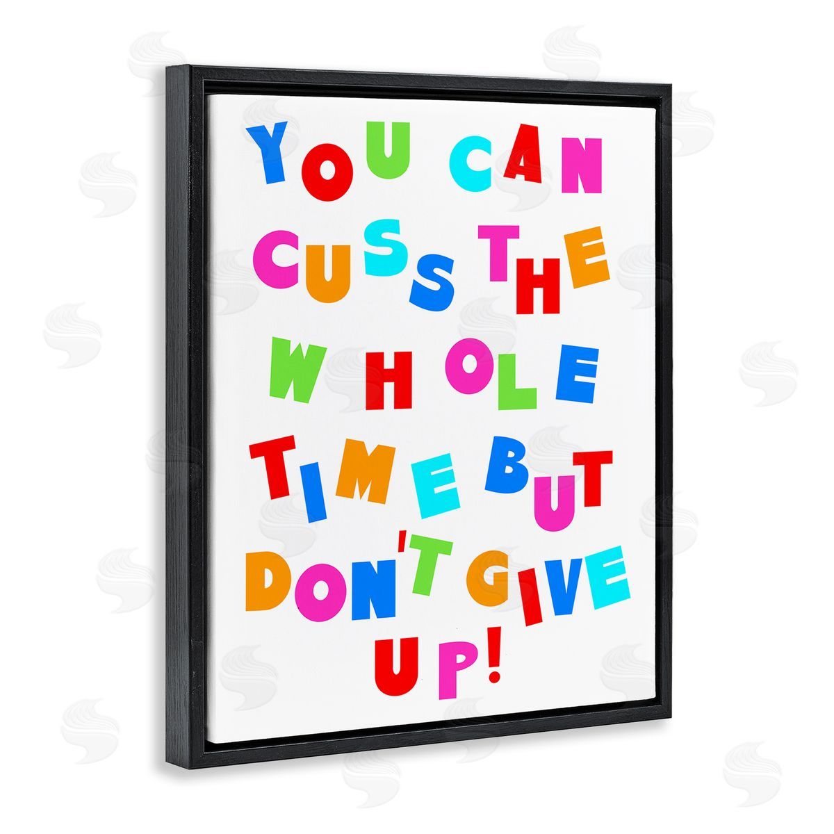 Stupell Studio Can Cuss But Don't Give Up Black Floating Frame Canvas Wall Art Print