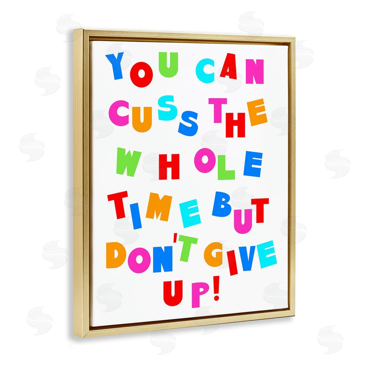 Stupell Studio Can Cuss But Don't Give Up Gold Floating Frame Canvas Wall Art Print