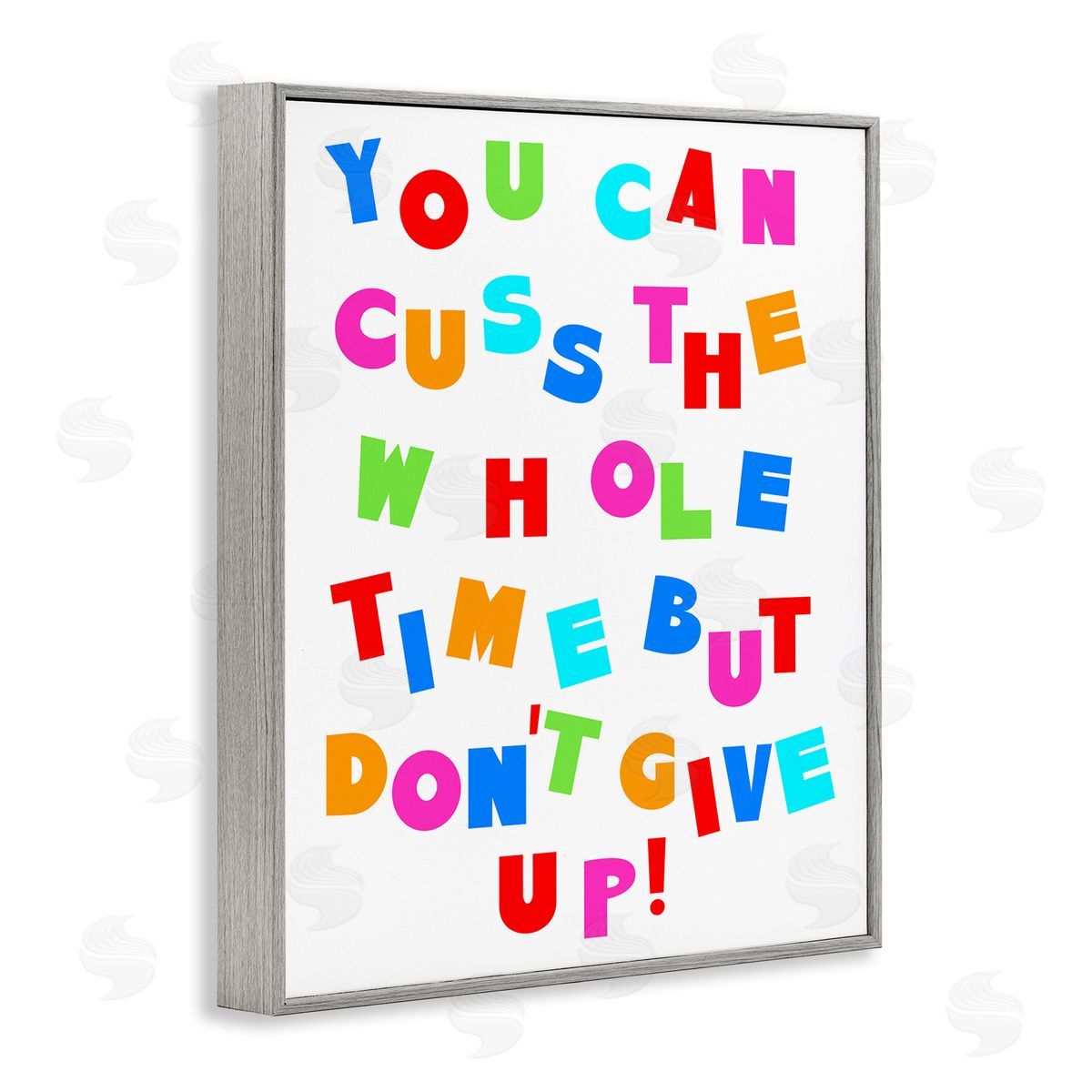 Stupell Studio Can Cuss But Don't Give Up Gray Framed Giclee Wall Art Print