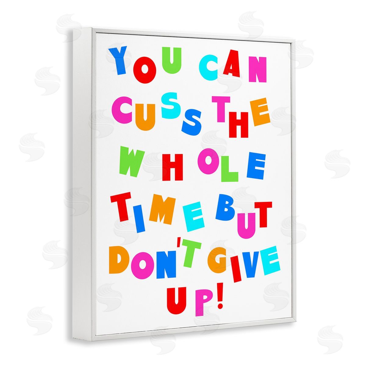 Stupell Studio Can Cuss But Don't Give Up White Framed Giclee Wall Art Print