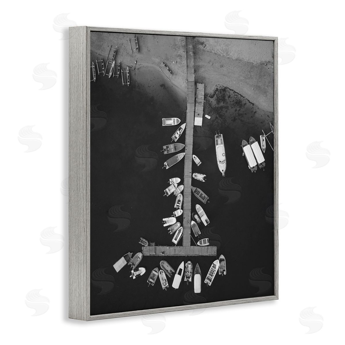 Stupell Studio Aerial View of Docked Boats Gray Framed Giclee Wall Art Print