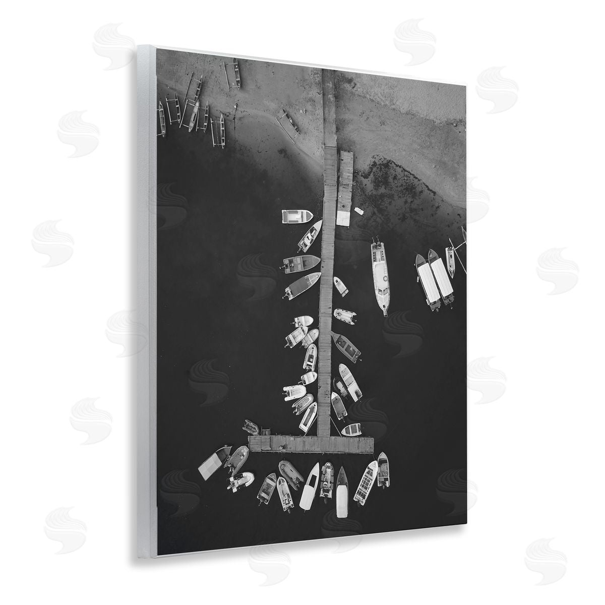 Stupell Studio Aerial View of Docked Boats Wooden Wall Plaque Art Print