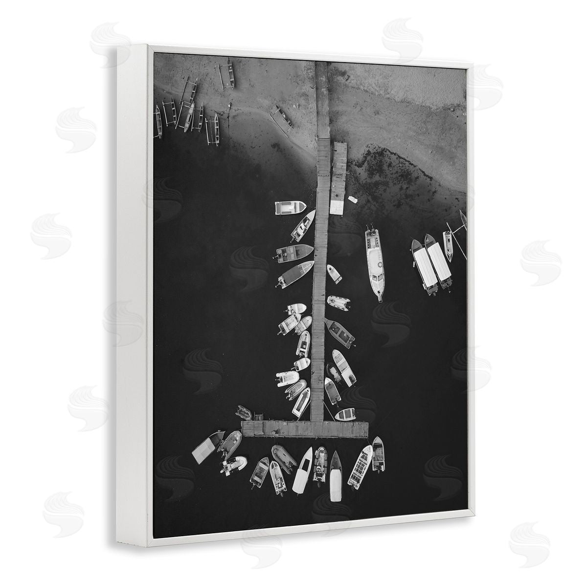 Stupell Studio Aerial View of Docked Boats White Framed Giclee Wall Art Print