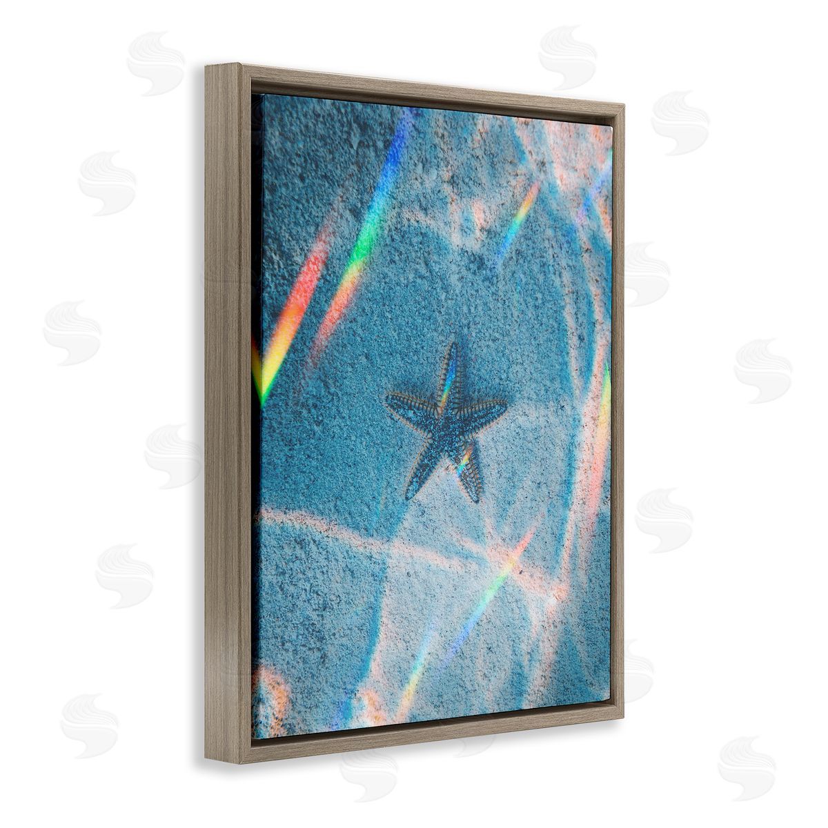 Stupell Studio Prismatic Starfish on Sea Floor Brown Floating Frame Canvas Wall Art Print