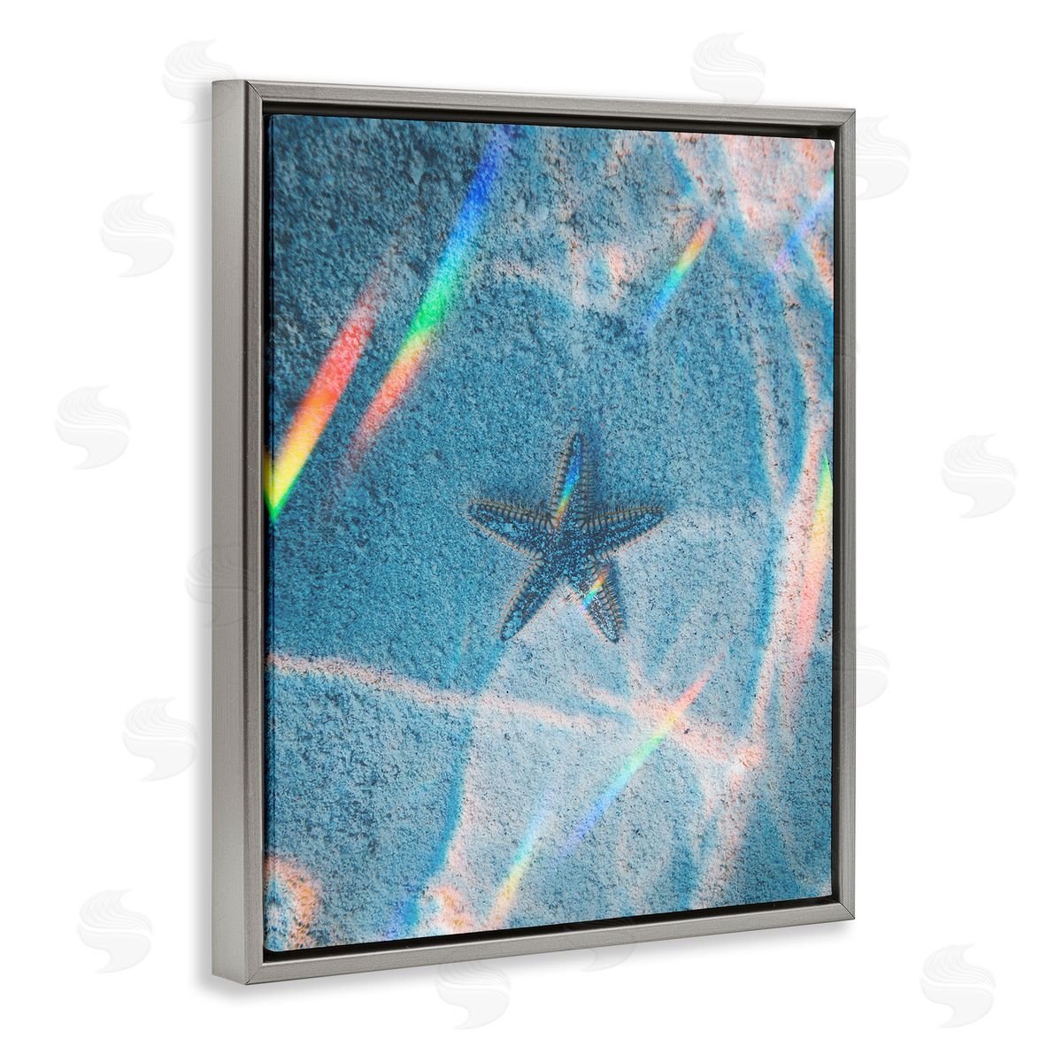 Stupell Studio Prismatic Starfish on Sea Floor Gray Floating Frame Canvas Wall Art Print