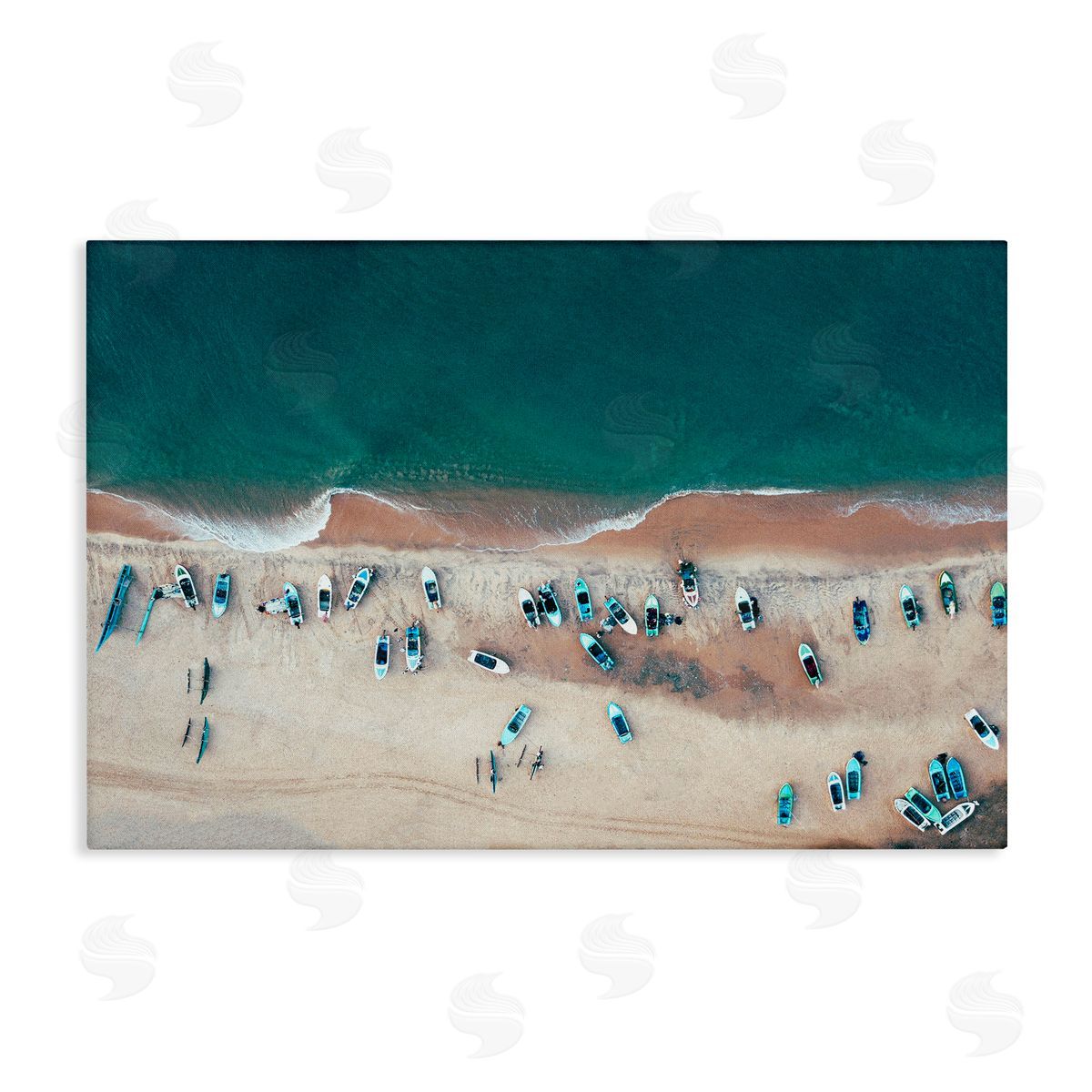 Stupell Studio Aerial Boats on Shore Canvas Wall Art Print