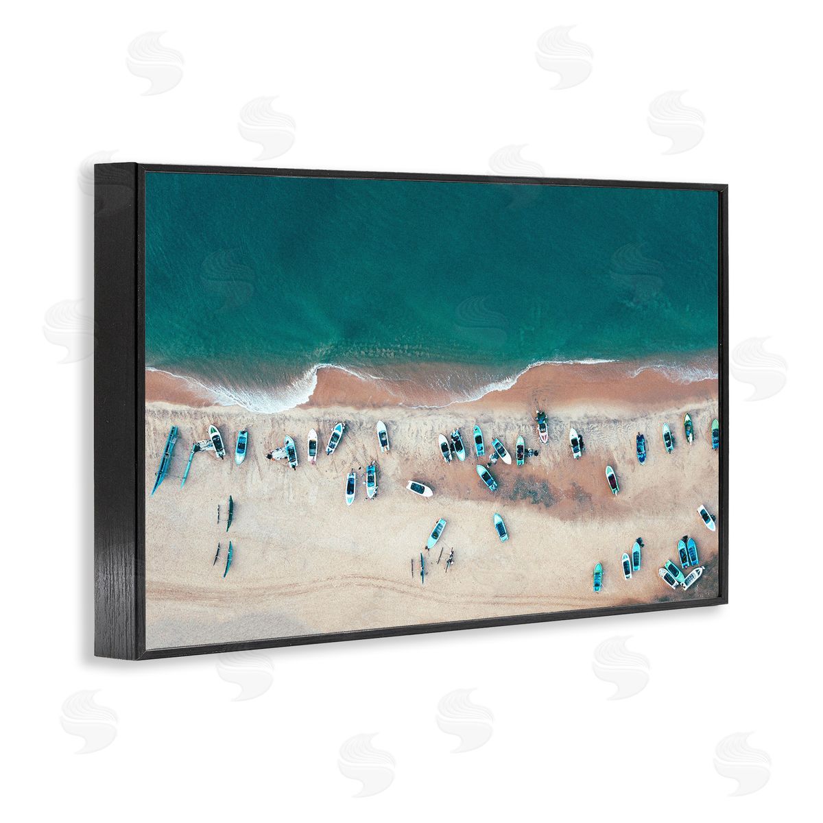 Stupell Studio Aerial Boats on Shore Black Framed Giclee Wall Art Print