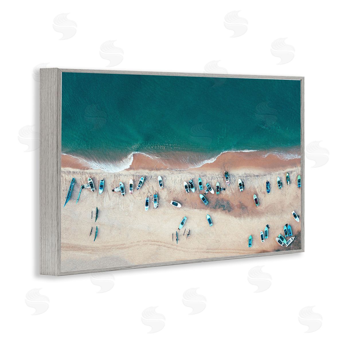 Stupell Studio Aerial Boats on Shore Gray Framed Giclee Wall Art Print