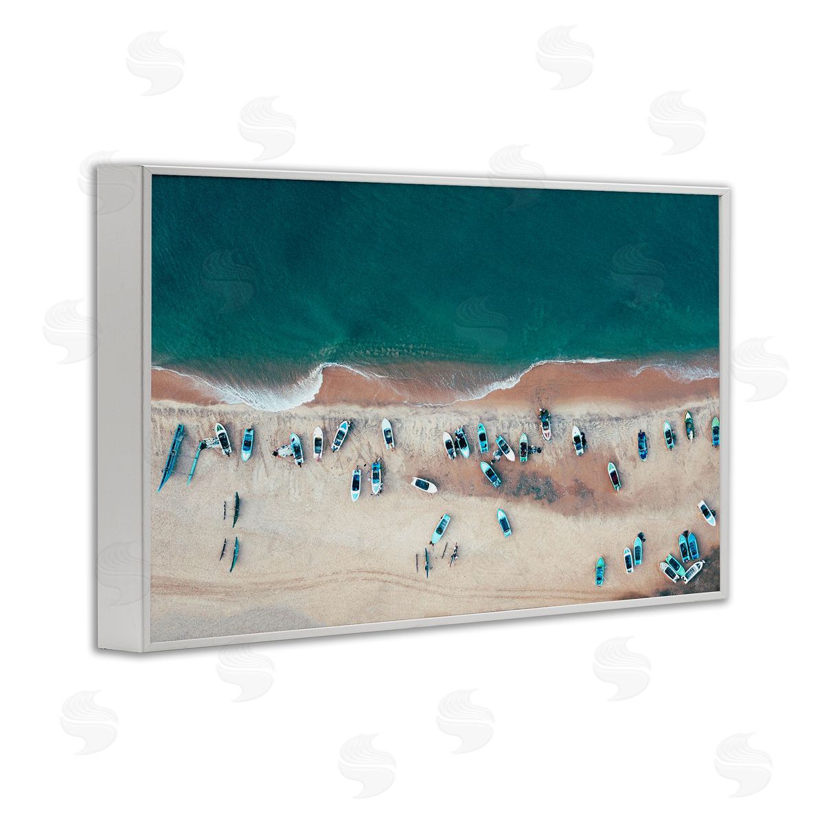 Stupell Studio Aerial Boats on Shore White Framed Giclee Wall Art Print