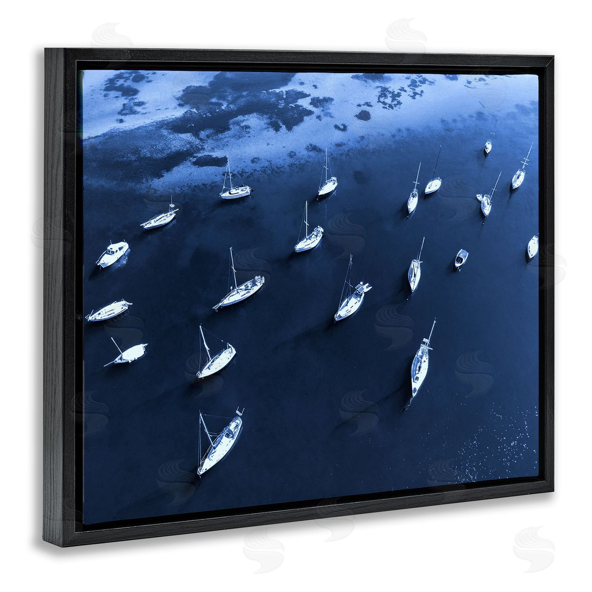 Stupell Studio Scattered Boats on Sea Black Floating Frame Canvas Wall Art Print