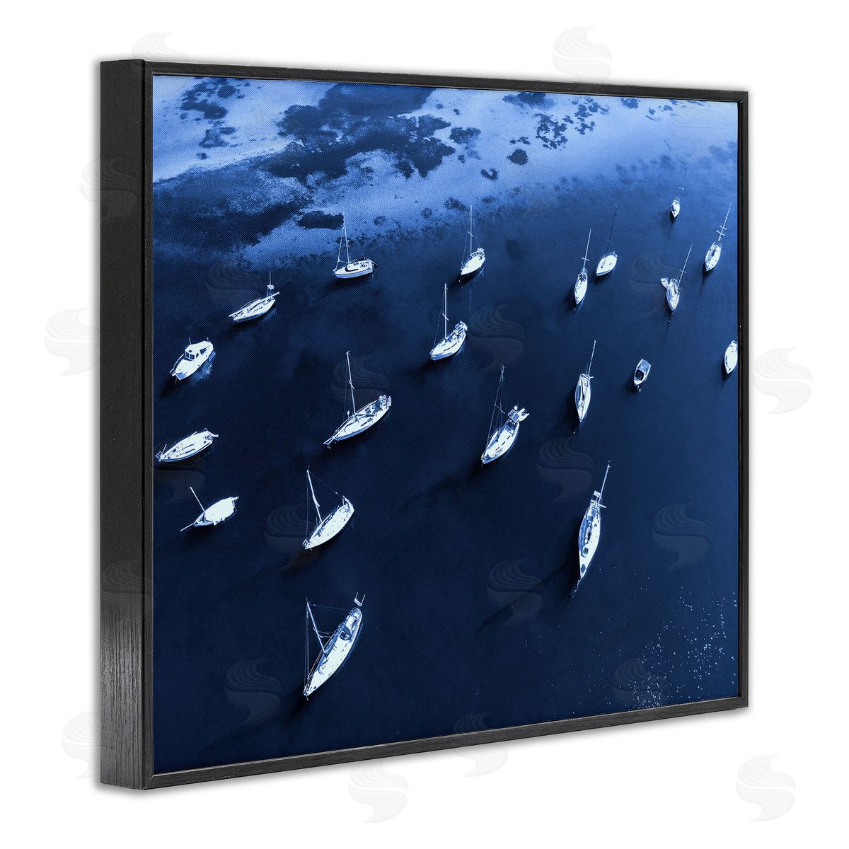 Stupell Studio Scattered Boats on Sea Black Framed Giclee Wall Art Print