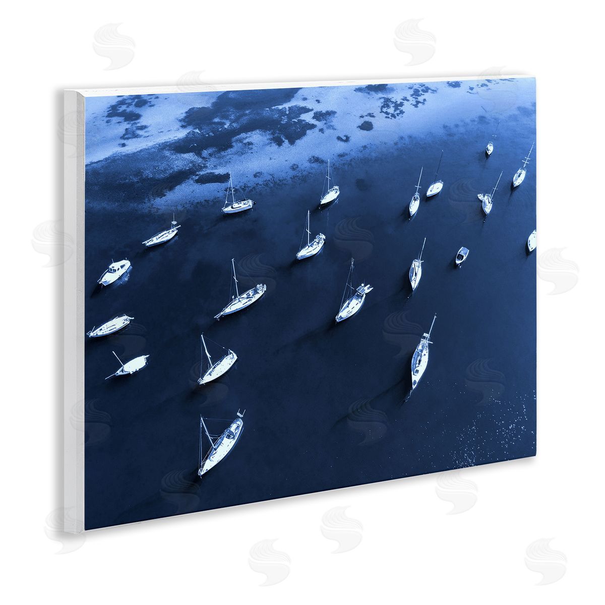 Stupell Studio Scattered Boats on Sea Wooden Wall Plaque Art Print