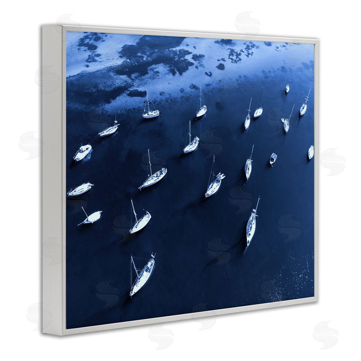 Stupell Studio Scattered Boats on Sea White Framed Giclee Wall Art Print