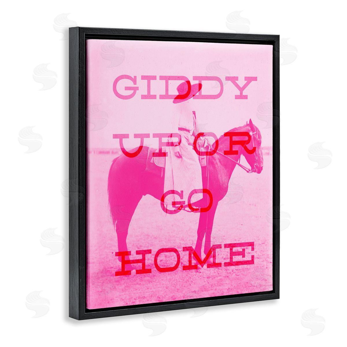 Stupell Studio Giddy Up or Go Home Black Floating Frame Canvas Wall Art Print