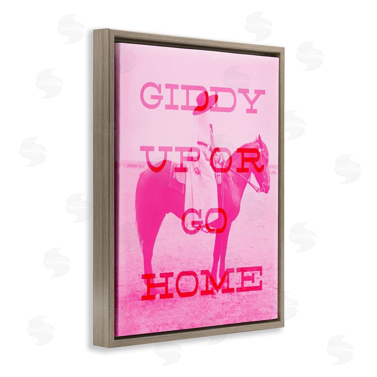Stupell Studio Giddy Up or Go Home Brown Floating Frame Canvas Wall Art Print