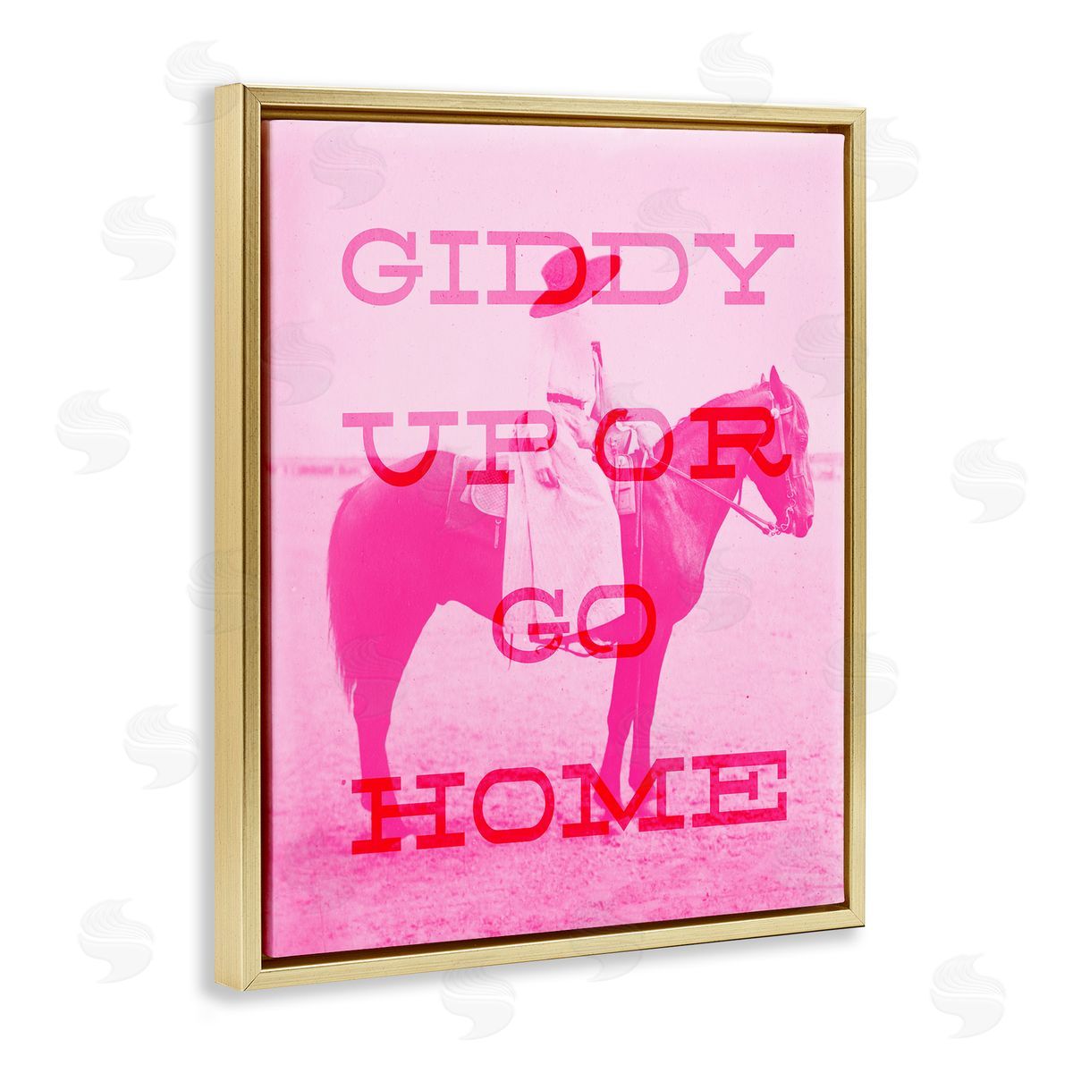 Stupell Studio Giddy Up or Go Home Gold Floating Frame Canvas Wall Art Print