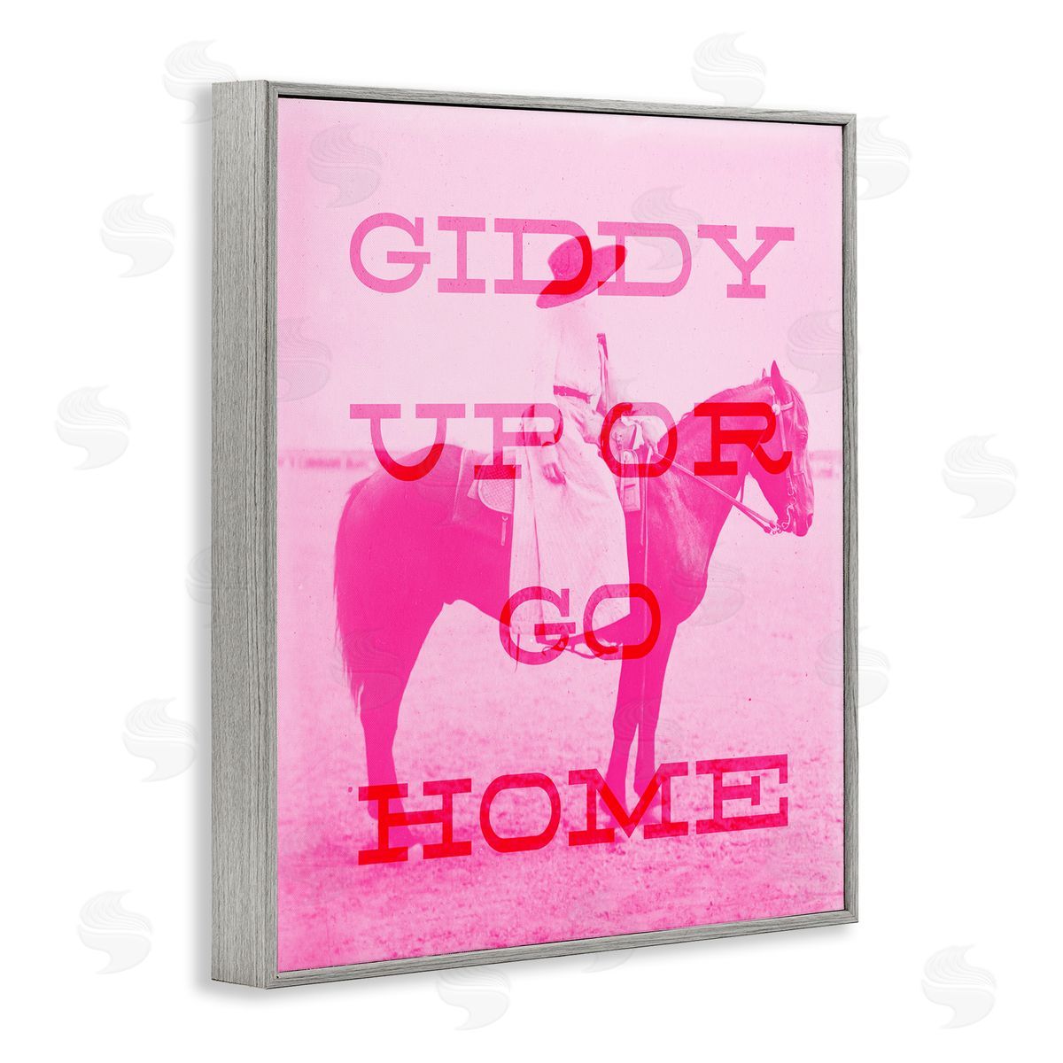Stupell Studio Giddy Up or Go Home Gray Framed Giclee Wall Art Print