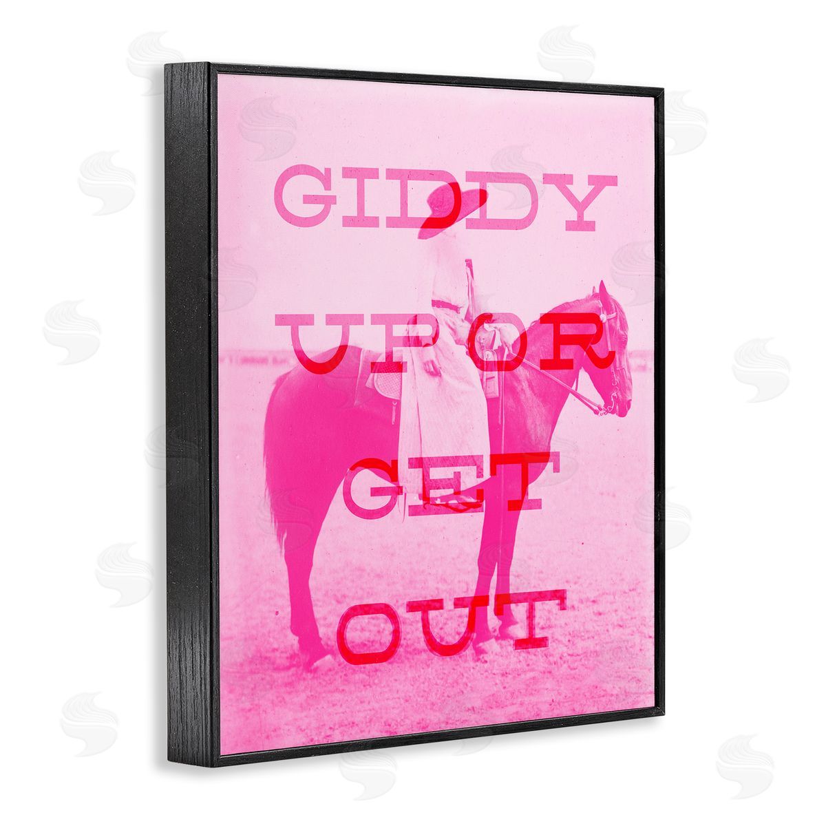 Stupell Studio Giddy Up or Get Out Black Framed Giclee Wall Art Print