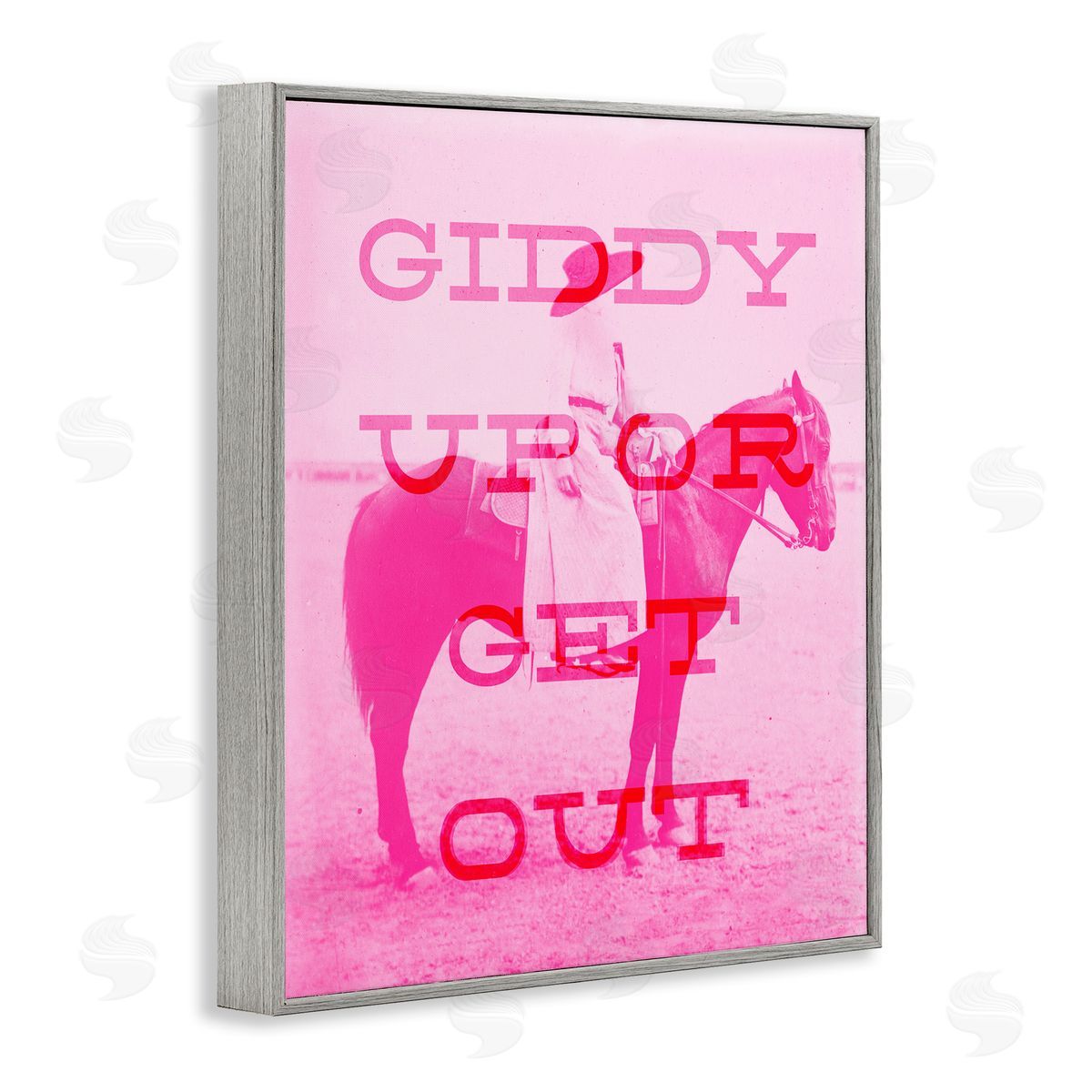 Stupell Studio Giddy Up or Get Out Gray Framed Giclee Wall Art Print
