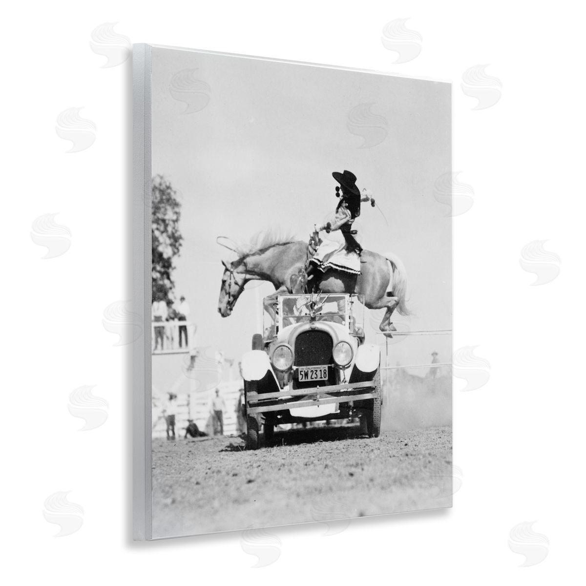 Stupell Studio Rodeo Girl Jumping Horse Wooden Wall Plaque Art Print