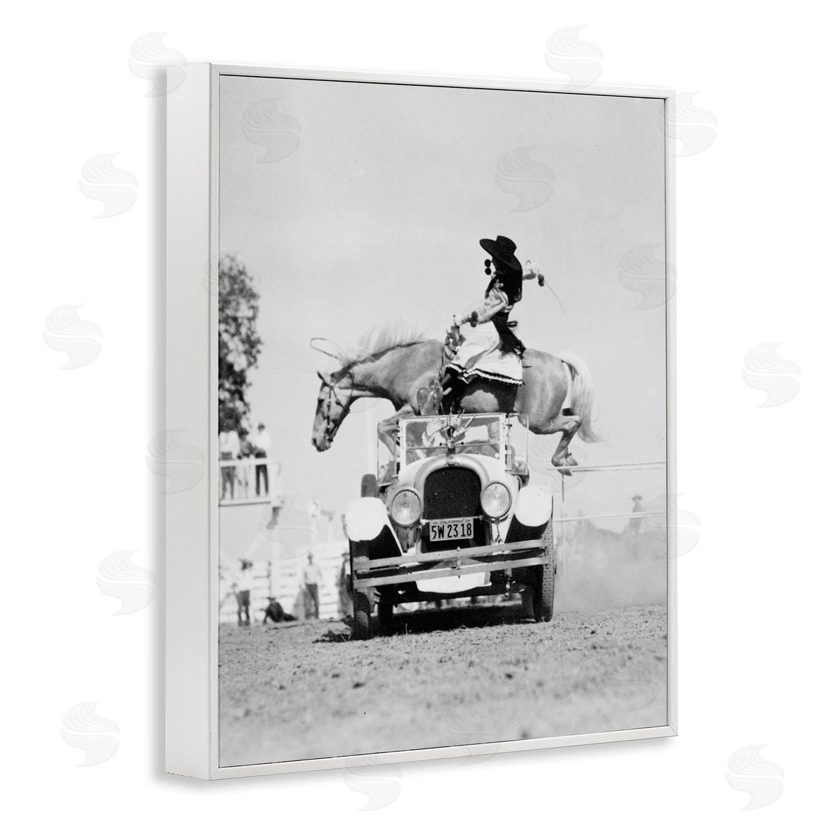 Stupell Studio Rodeo Girl Jumping Horse White Framed Giclee Wall Art Print