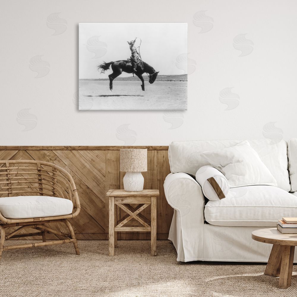 Stupell Studio Galloping Rodeo Cowgirl Canvas Wall Art Print in Room