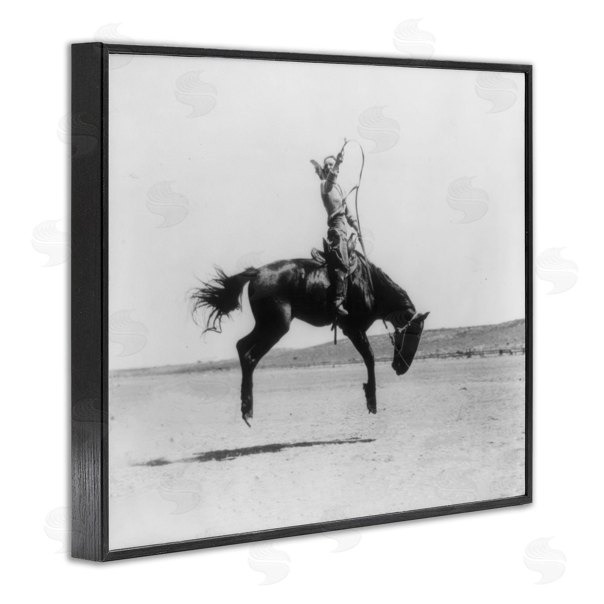 Stupell Studio Galloping Rodeo Cowgirl Black Framed Giclee Wall Art Print