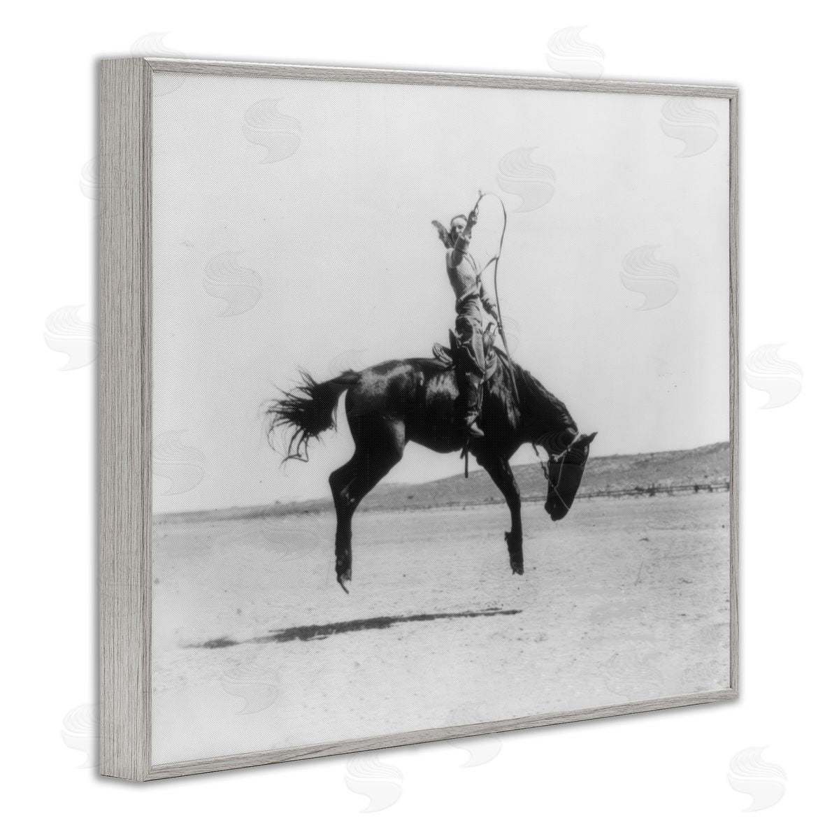 Stupell Studio Galloping Rodeo Cowgirl Gray Framed Giclee Wall Art Print