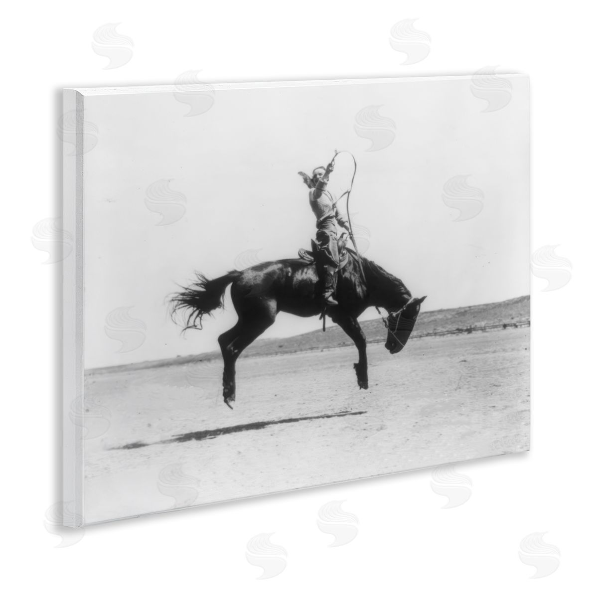 Stupell Studio Galloping Rodeo Cowgirl Wooden Wall Plaque Art Print