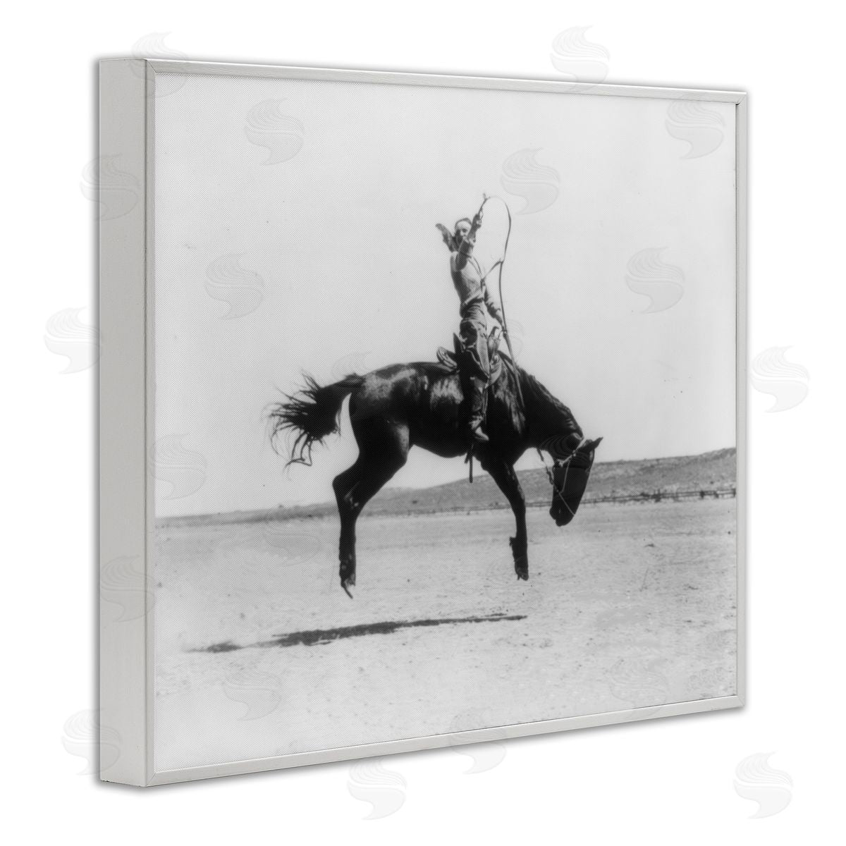 Stupell Studio Galloping Rodeo Cowgirl White Framed Giclee Wall Art Print