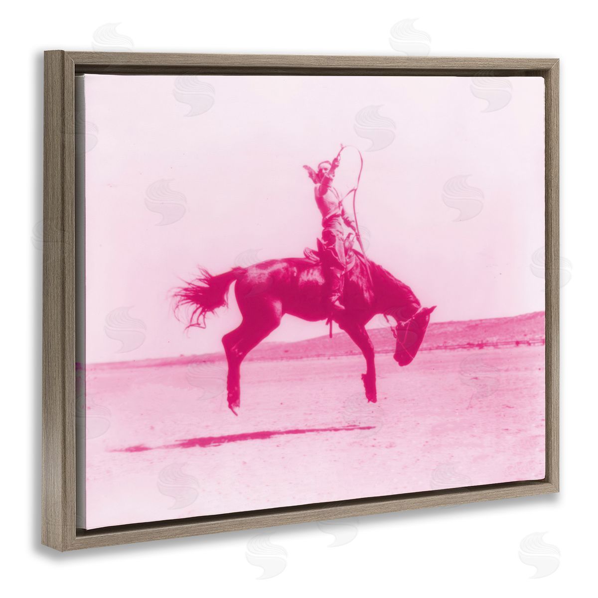 Stupell Studio Pink Galloping Cowgirl Brown Floating Frame Canvas Wall Art Print