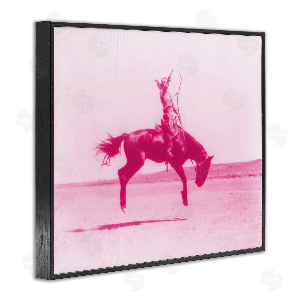 Stupell Studio Pink Galloping Cowgirl Black Framed Giclee Wall Art Print