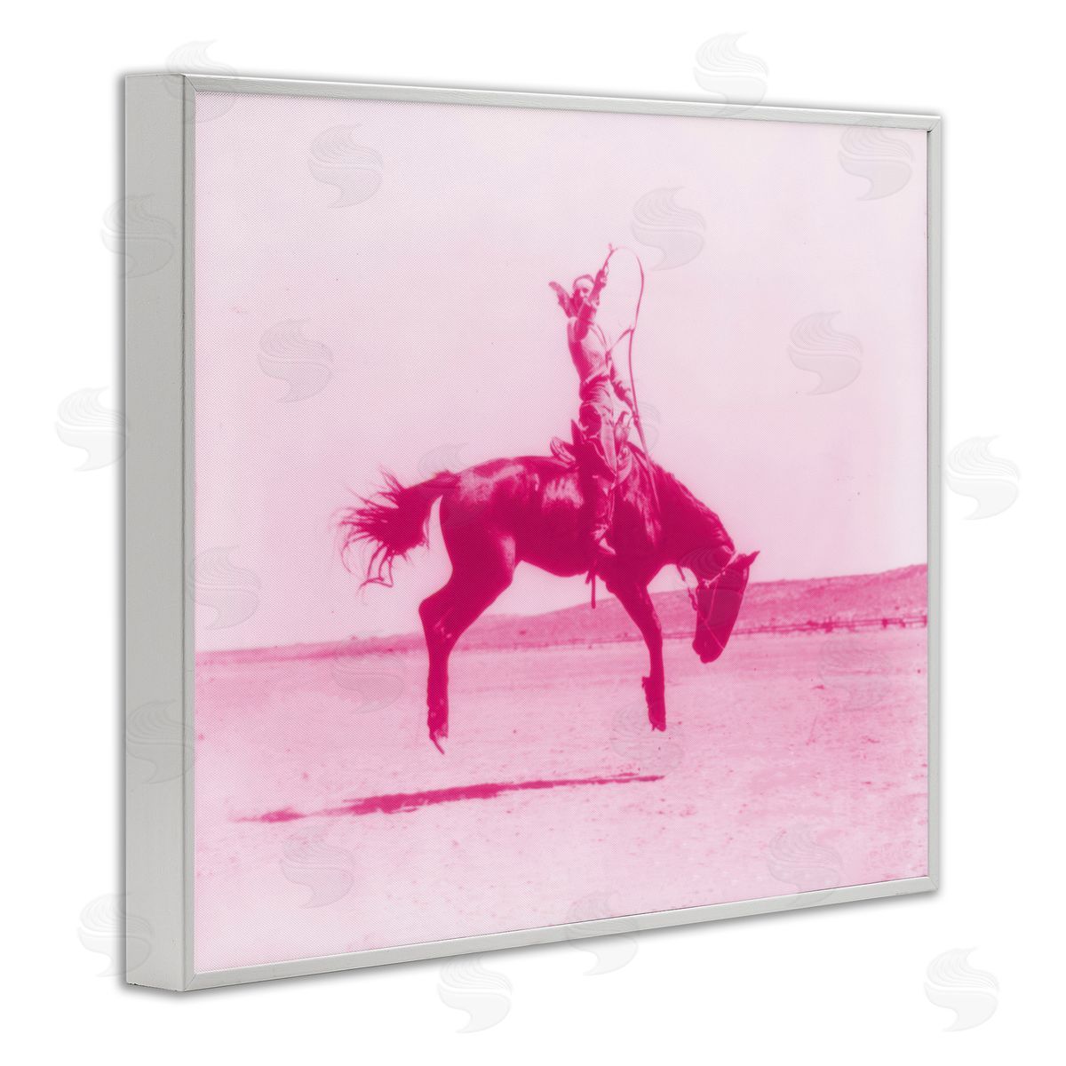Stupell Studio Pink Galloping Cowgirl White Framed Giclee Wall Art Print