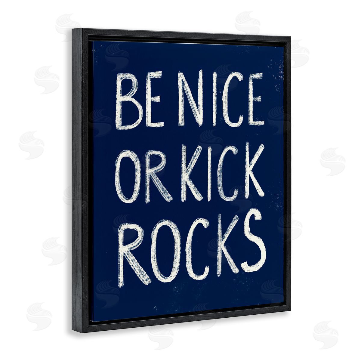 Stupell Studio Be Nice or Kick Rocks Black Floating Frame Canvas Wall Art Print
