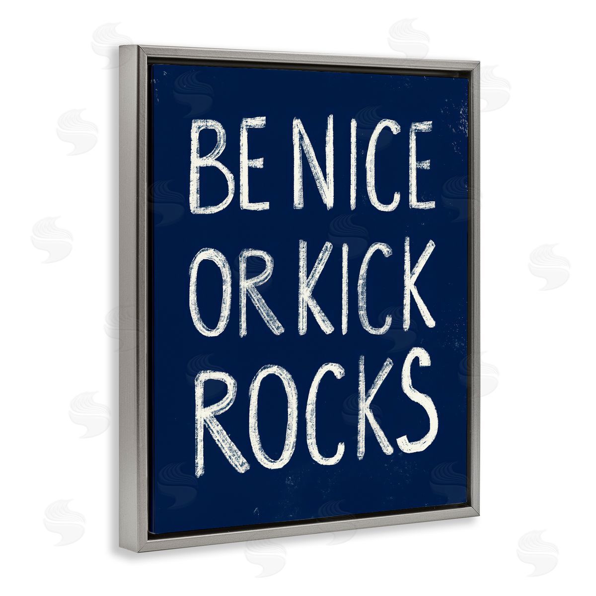 Stupell Studio Be Nice or Kick Rocks Gray Floating Frame Canvas Wall Art Print